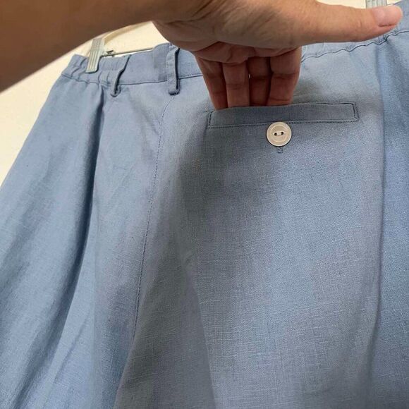 SUSAN BRISTOL Linen grey-blue pants with high waist size 12 - Picture 3 of 14